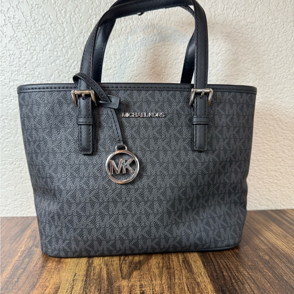 Michael Kors Gray and Black Signature Tote